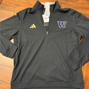 Adidas Washington Huskies Quarter Zip Pullover Black Large